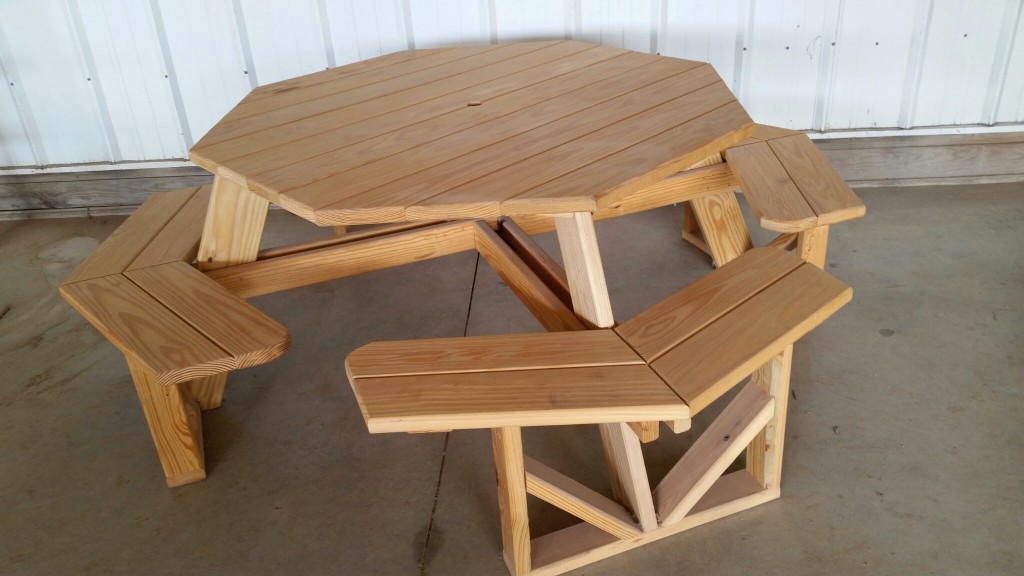 Octagon Table W/Attached Benches – Erickson's Landscape Supply